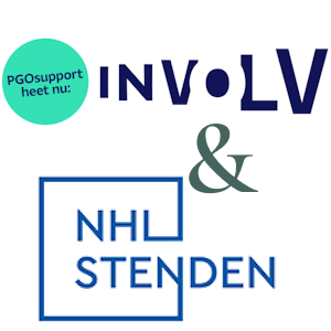 Logo van Involv (voorheen PGO support), een & teken in mijn huisstijl donkergroen en het logo van NHL Stenden daaronder