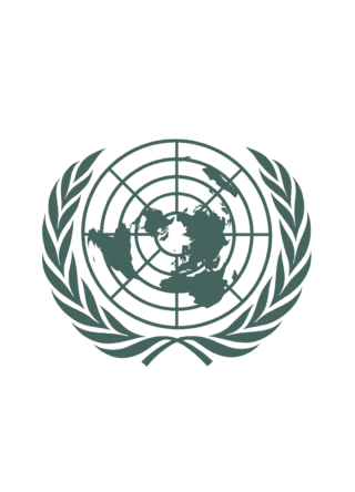 Logo van de Verenigde Naties, in donkergroen