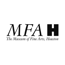 Logo van het Museum of Fine Arts Houston. MFAH in zwarte letters, daaronder de uitgeschreven tekst.